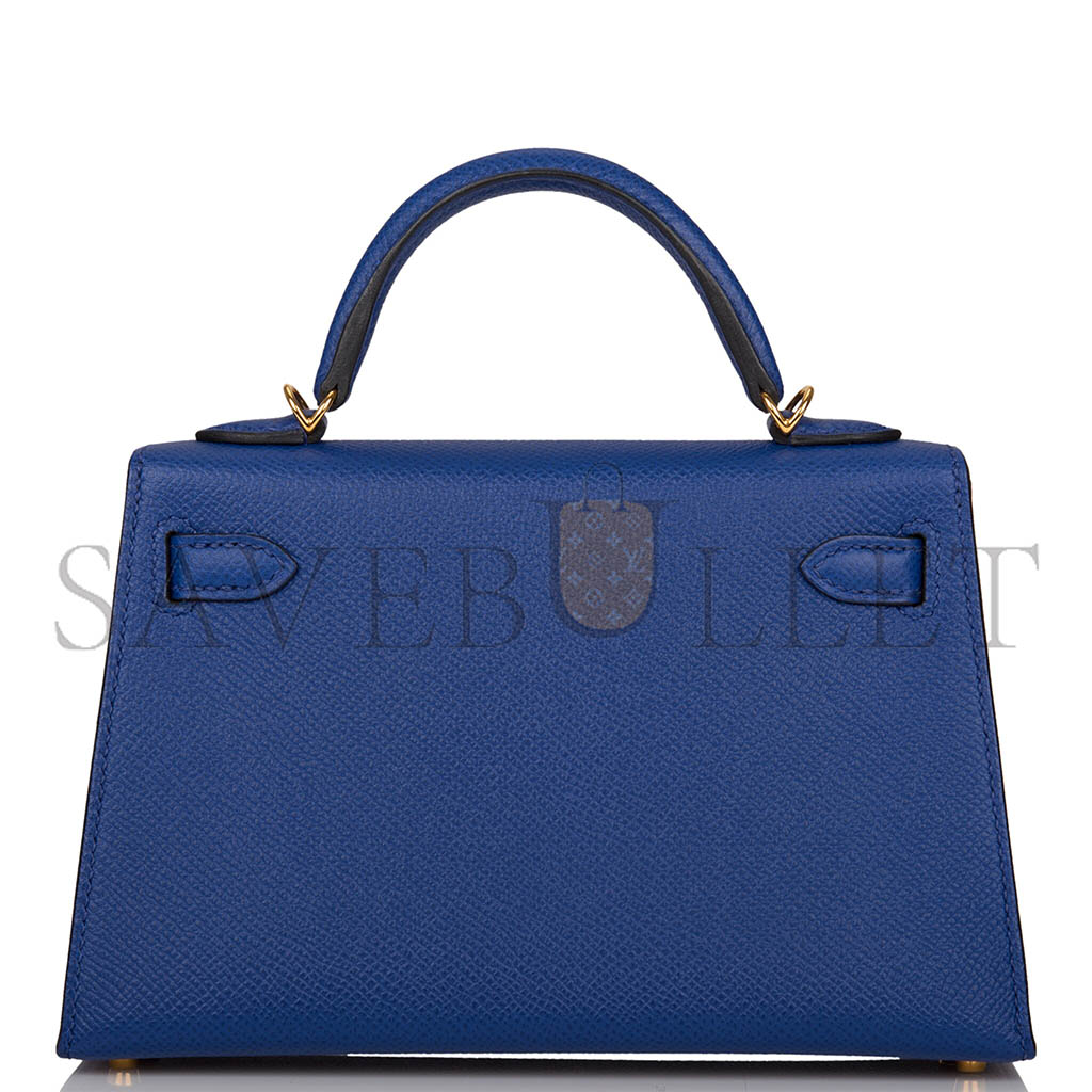 HERMÈS MASTER MINI KELLY II EPSOM ELECTRIC BLUE GOLD HARDWARE (19*12*5.5cm) 